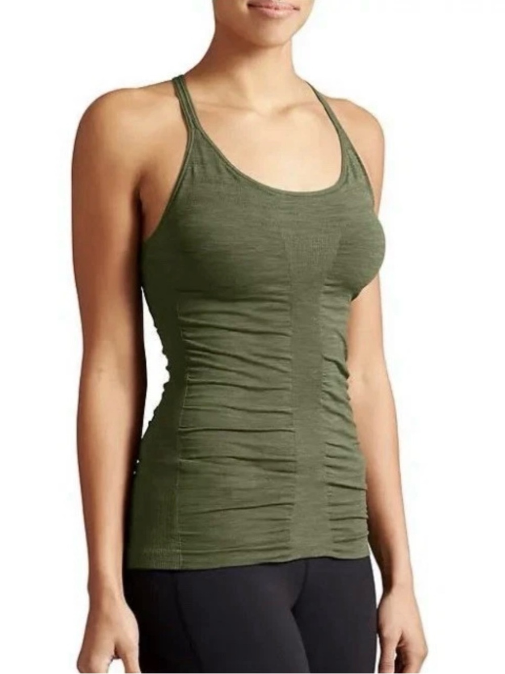 Athleta Up-Tempo Tank Seamless Forest Green Size XL Shelf Bra Adjustable T-Back